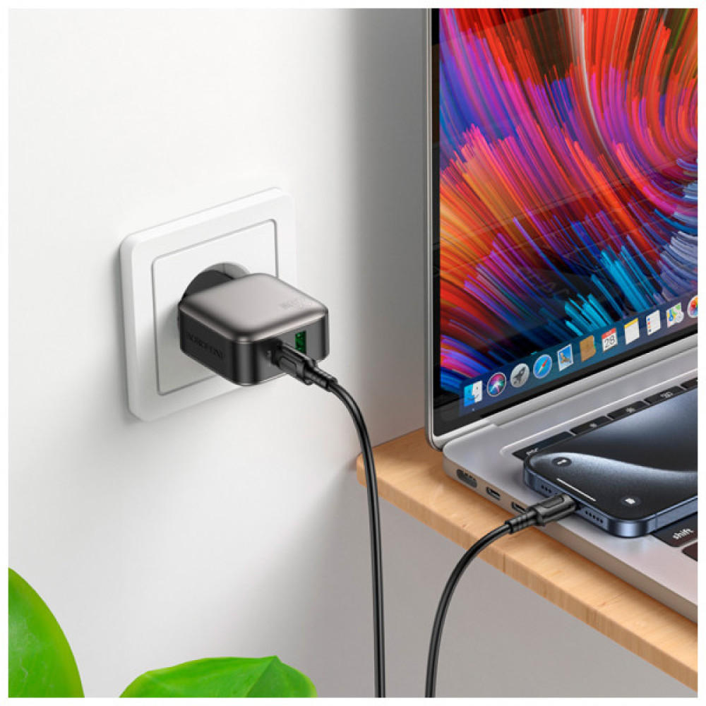 Зарядний пристрій BOROFONE BAS54A Absolute 1xUSB-C PD20W + 1xUSB QC3.0 + cable USB-C to USB-C Black (6941991116223)