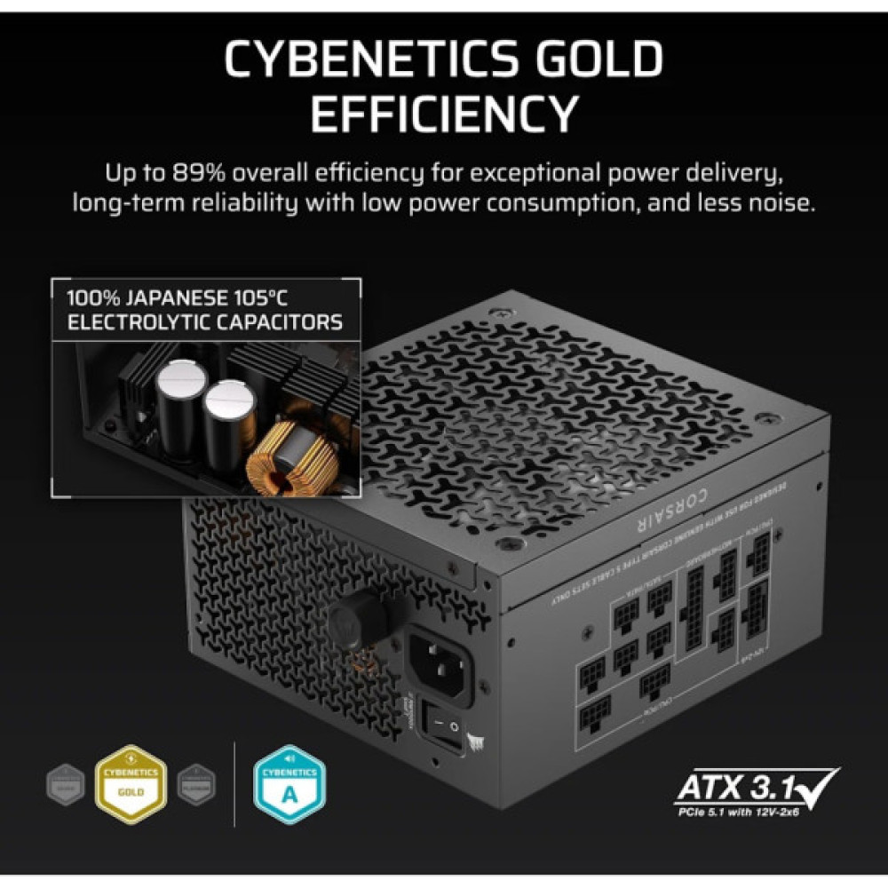 Блок живлення Corsair 1000W RM1000x Shift ATX 3.1 (CP-9020300-EU)