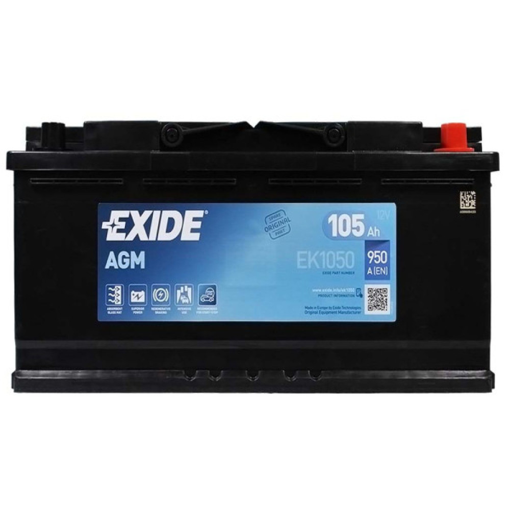 Акумулятор автомобільний EXIDE START-STOP AGM 105A (EK1050)