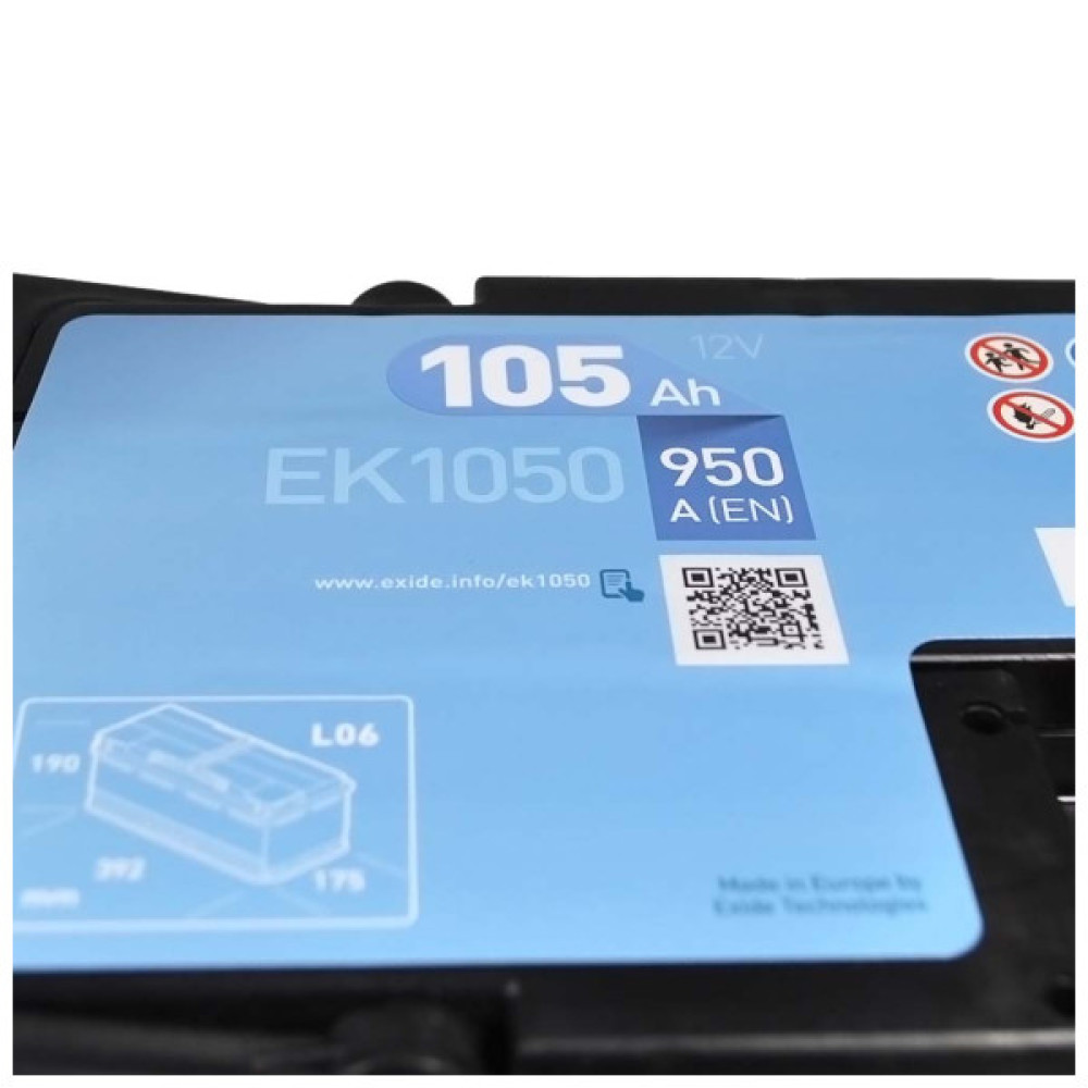 Акумулятор автомобільний EXIDE START-STOP AGM 105A (EK1050)