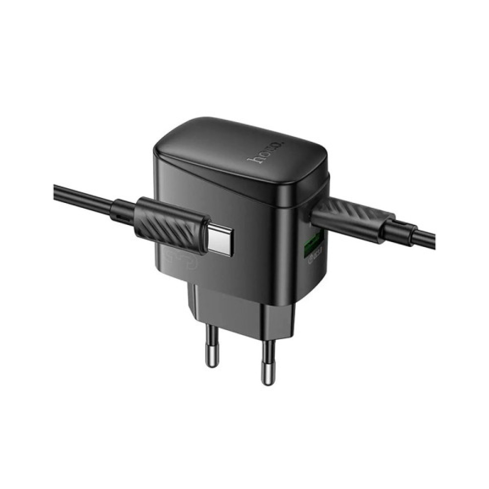 Зарядний пристрій HOCO CS61A Bright 1xUSB-C PD30W + 1xUSB QC3.0 + cable USB-C to USB-C Black (6942007638449)