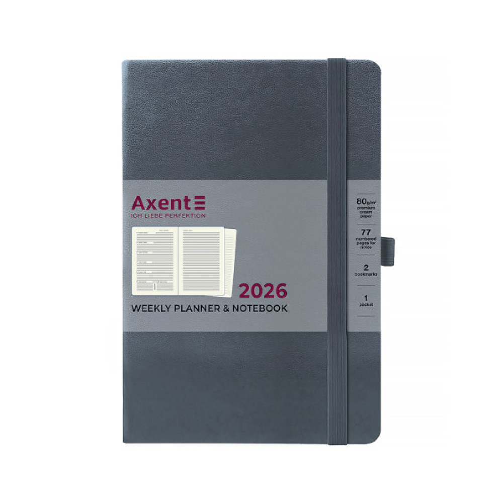 Тижневик Axent датований 2026 Prime Strong 145х210, сірий (8507-26-62-A)
