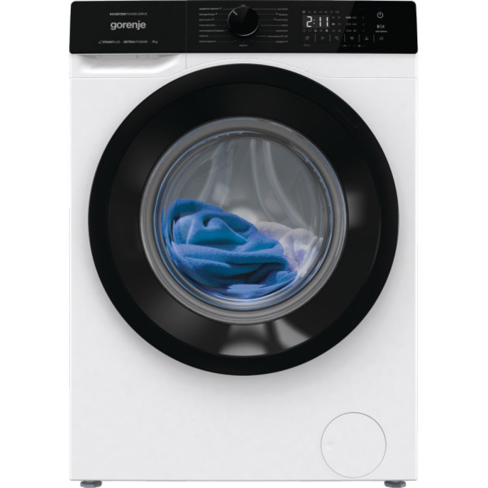 Пральна машина Gorenje фронтальна, 7кг, 1400, A+++, 47см, дисплей, пар, інвертор, білий