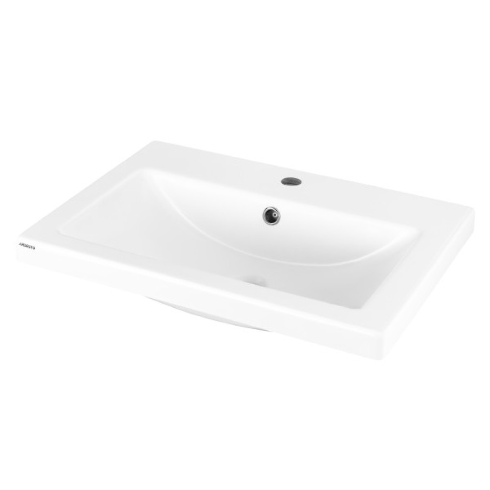 Раковина, умивальник ARDESTO Sati, штучний камінь, прямокут., з отвором для змішувача, з отвором для переливу, 795x450x158мм, накладний, білий