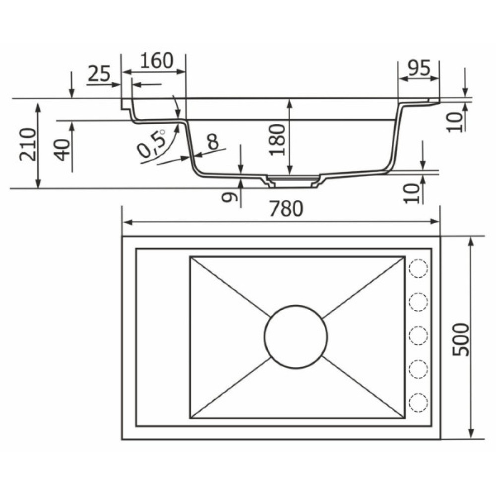 Мийка кухонна GRANADO Basic Artes black shine (+ змішувач Campo LUX inox + дозатор Redondo inox + коши (ksg1101)