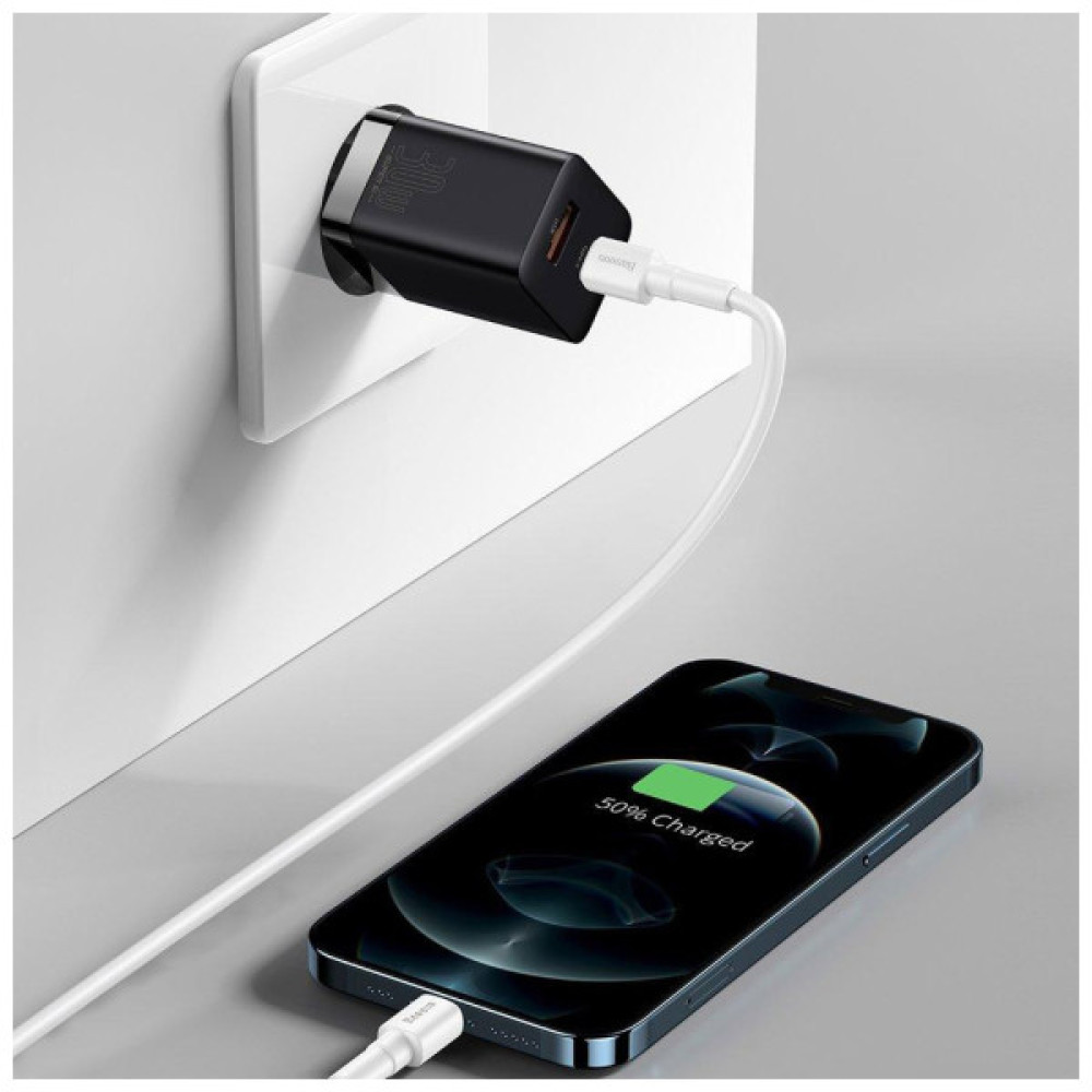 Зарядний пристрій Baseus Super Si Pro Quick Charger C+U 30W black (CCSUPP-E01)