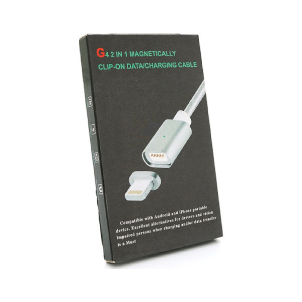 Дата кабель USB 2.0 to Lightning 1.0m 2A magnetic nylon silver Voltronic (YT-MCFB-L/S/13190/09165)