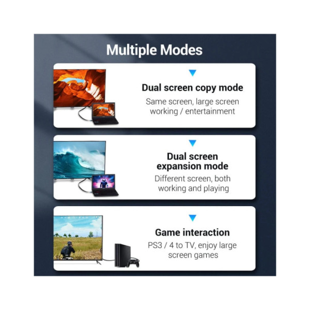 Кабель мультимедійний HDMI M to HDMI M 2.0m flat black Vention (AAKBH)