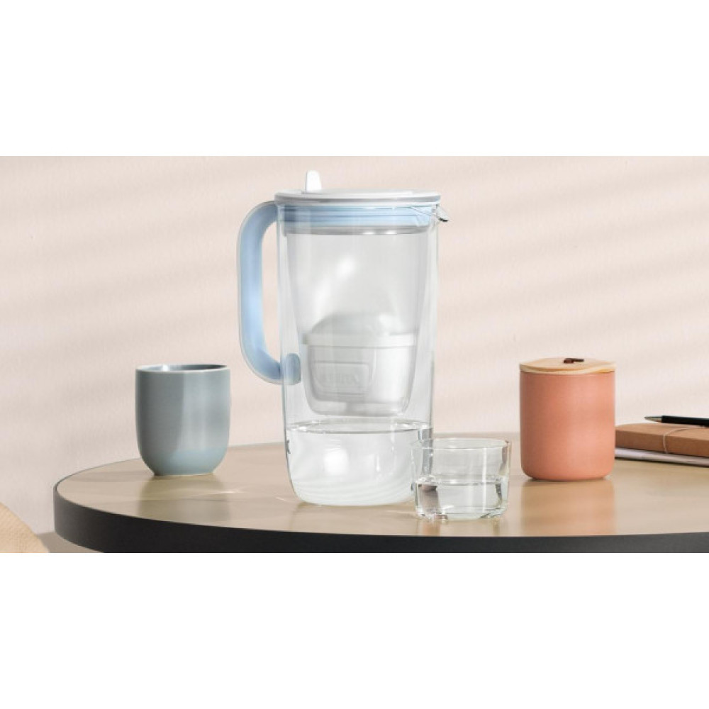 Фільтр-глечик Brita Glass Jug One скляний 2.5л (1.7л очищеної води) з картриджем синій