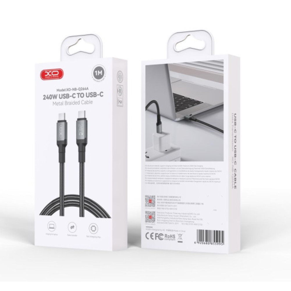 Дата кабель USB-C to USB-C 1.0m 240W black XO (NBQ264A_С_Black) Дата кабель USB-C to USB-C 1.0m 240W black XO (NBQ264A_С_Black)