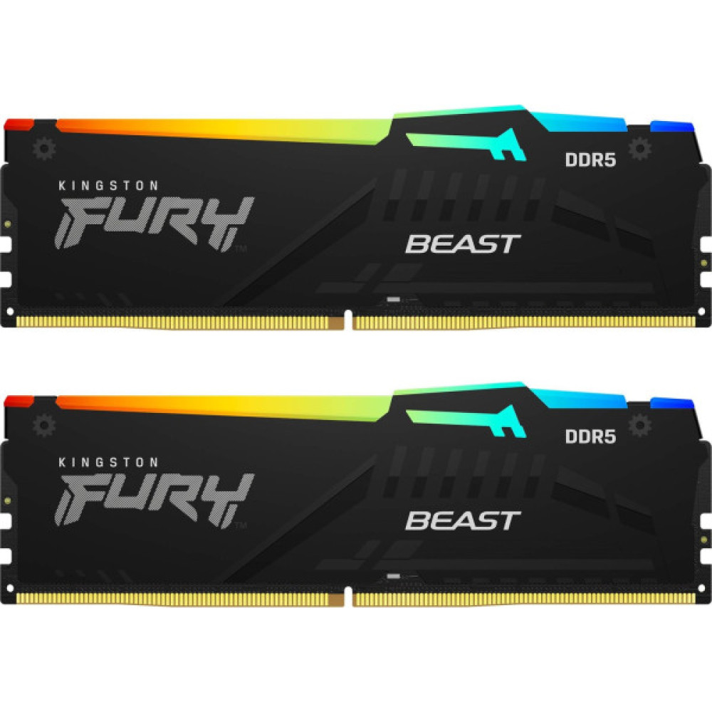 Пам'ять ПК Kingston DDR5 16GB KIT (8GBx2) 5200 FURY Beast RGB