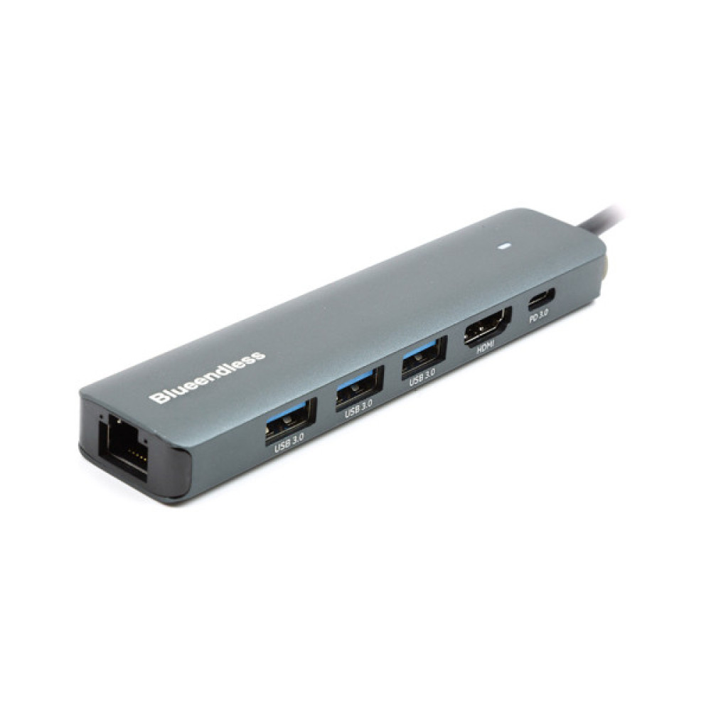 Концентратор Blueendless USB-C 6-in-1 3xUSB 3.0 + HDMI + RJ45 + USB-C PD100W (CA913909)