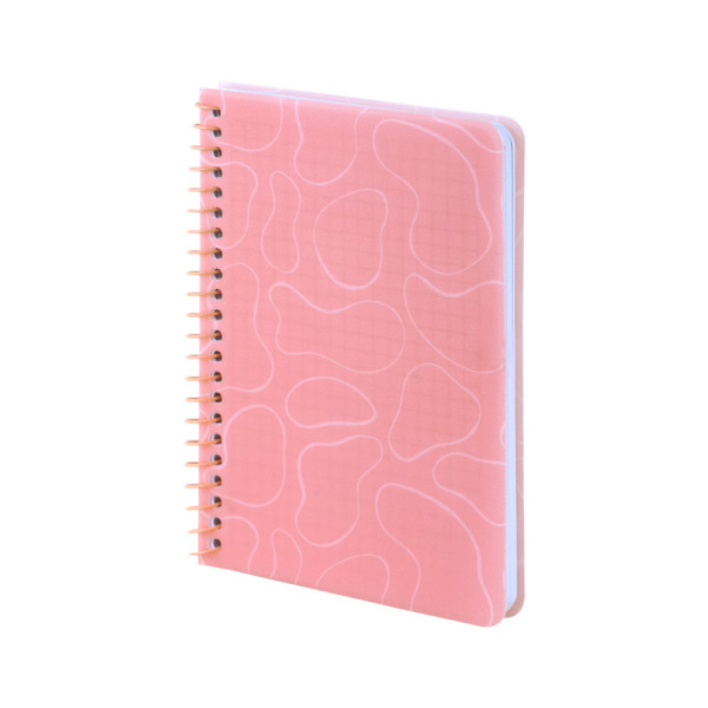 Блокнот Axent на спіралі B6 80 аркушів, клітинка, пластикова обкладинка, рожевий (8463-2-A)