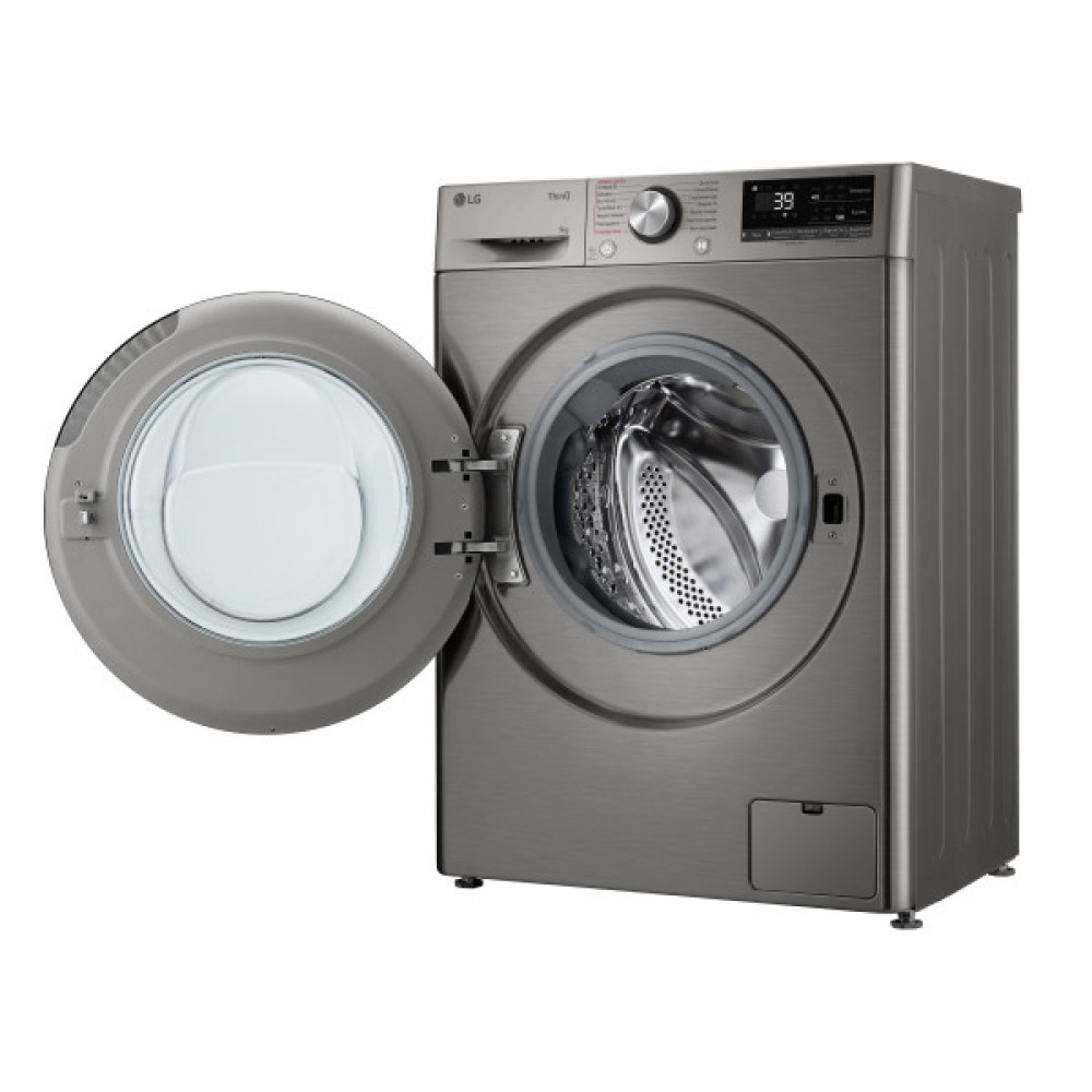 Пральна машина LG фронтальна, 9кг, 1200, A, 48см, дисплей, пара, інвертор, сріблястий