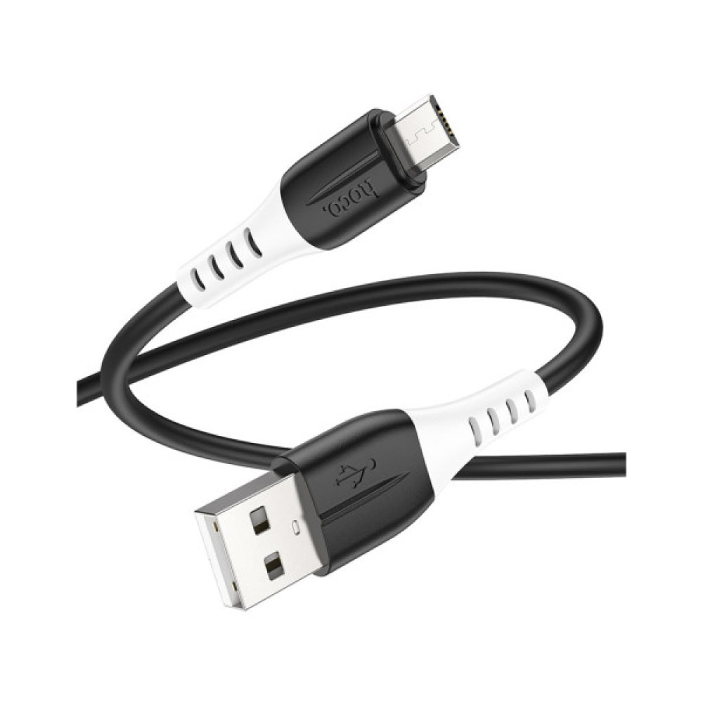 Дата кабель USB 2.0 AM to Micro 5P 1.0m 2.4A silicone X82 black HOCO (6931474768551)