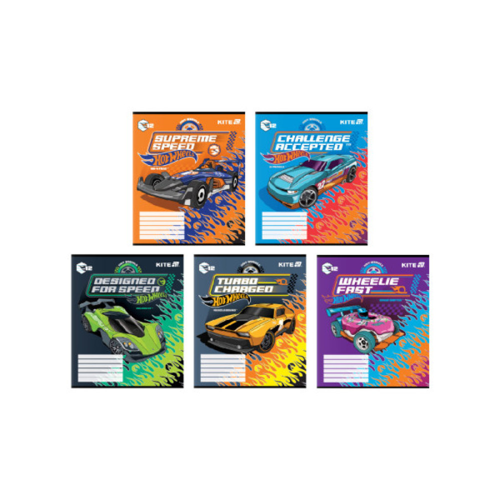 Зошит Kite Hot Wheels, 12 аркушів, лінія (HW25-234)