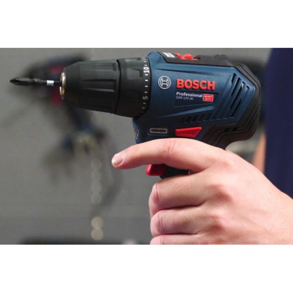 Шурупокрут-дриль акумуляторний Bosch Professional GSR 12V-30 12В 2x2.0А·год 30Нм 420·1600об/хв кейс 0.78кг