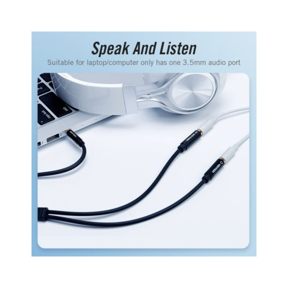 Кабель мультимедійний Jack 3.5mm 4pin M to 2X 3.5mm F VENTION (BBVBY)