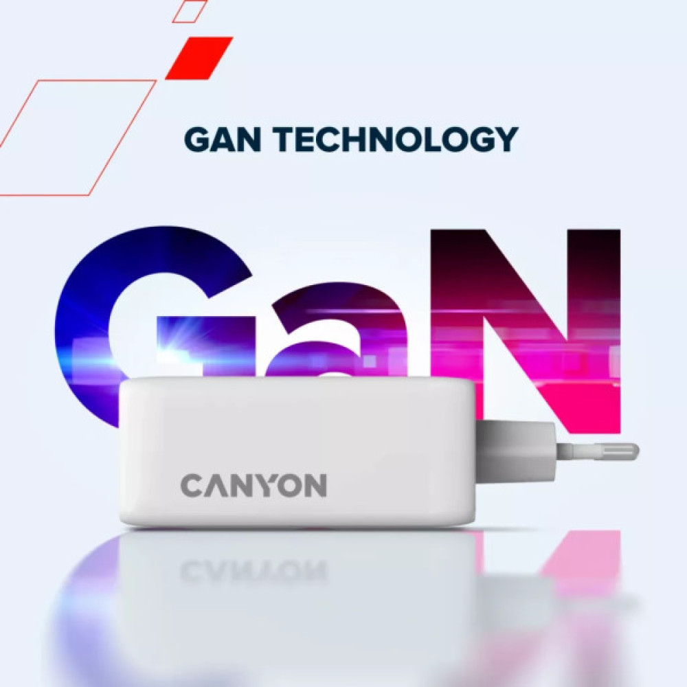 Зарядний пристрій Canyon CU100ACC GaN 100W 3xPD 1xQC EU White (CNS-CUW100ACC)