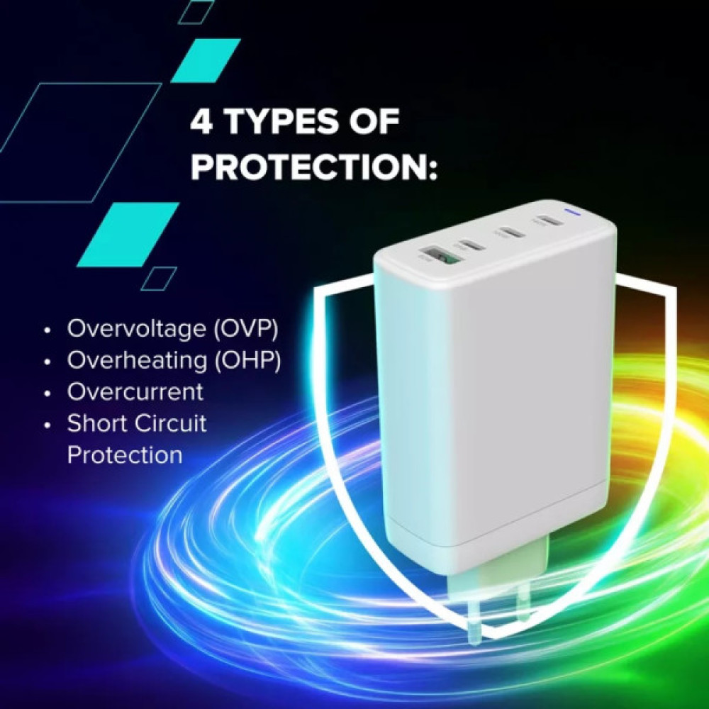 Зарядний пристрій Canyon CU100ACC GaN 100W 3xPD 1xQC EU White (CNS-CUW100ACC)