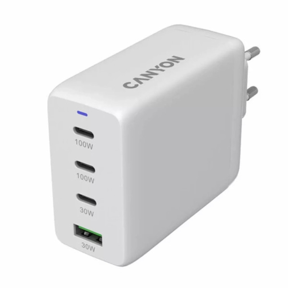 Зарядний пристрій Canyon CU100ACC GaN 100W 3xPD 1xQC EU White (CNS-CUW100ACC)