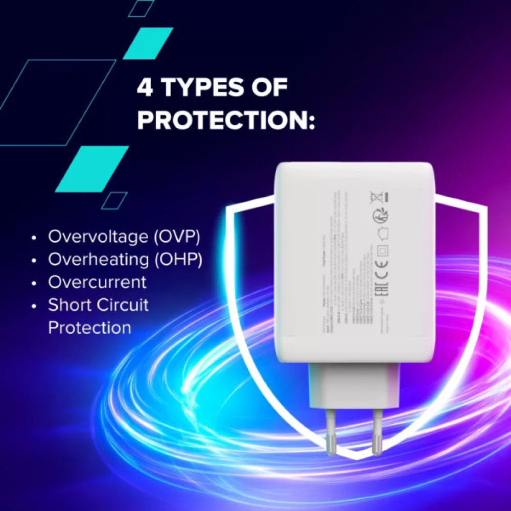 Зарядний пристрій Canyon CU100ACC GaN 100W 3xPD 1xQC EU White (CNS-CUW100ACC)