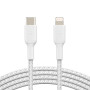 Кабель USB-C > Lightning заряджання/синхронізації Belkin 2м, 30Вт, Type-C, плетений, білий