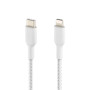 Кабель USB-C > Lightning заряджання/синхронізації Belkin 2м, 30Вт, Type-C, плетений, білий