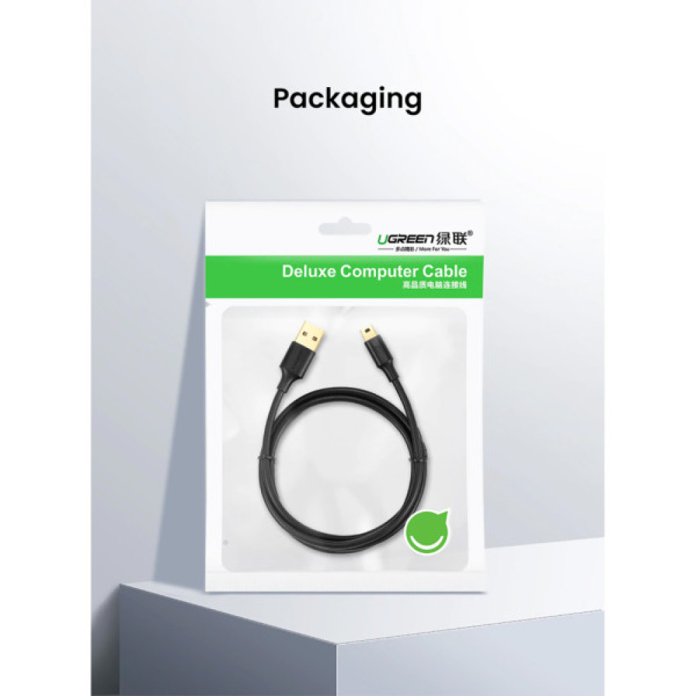 Дата кабель USB 2.0 AM to Mini 5P 1.5m US132 black Ugreen (10385)