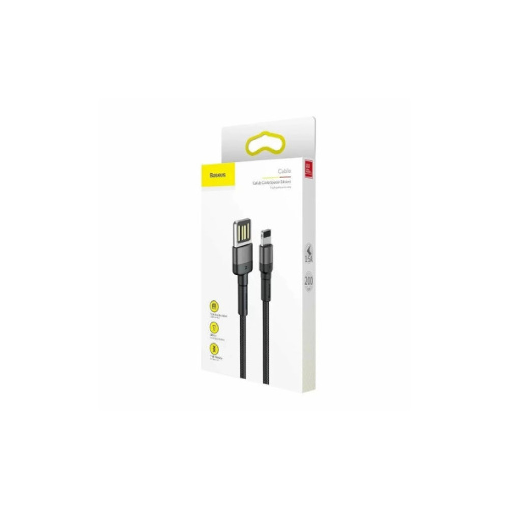 Дата кабель USB 2.0 AM to Lightning 2.0m Cafule grey+black Baseus (CALKLF-HG1)
