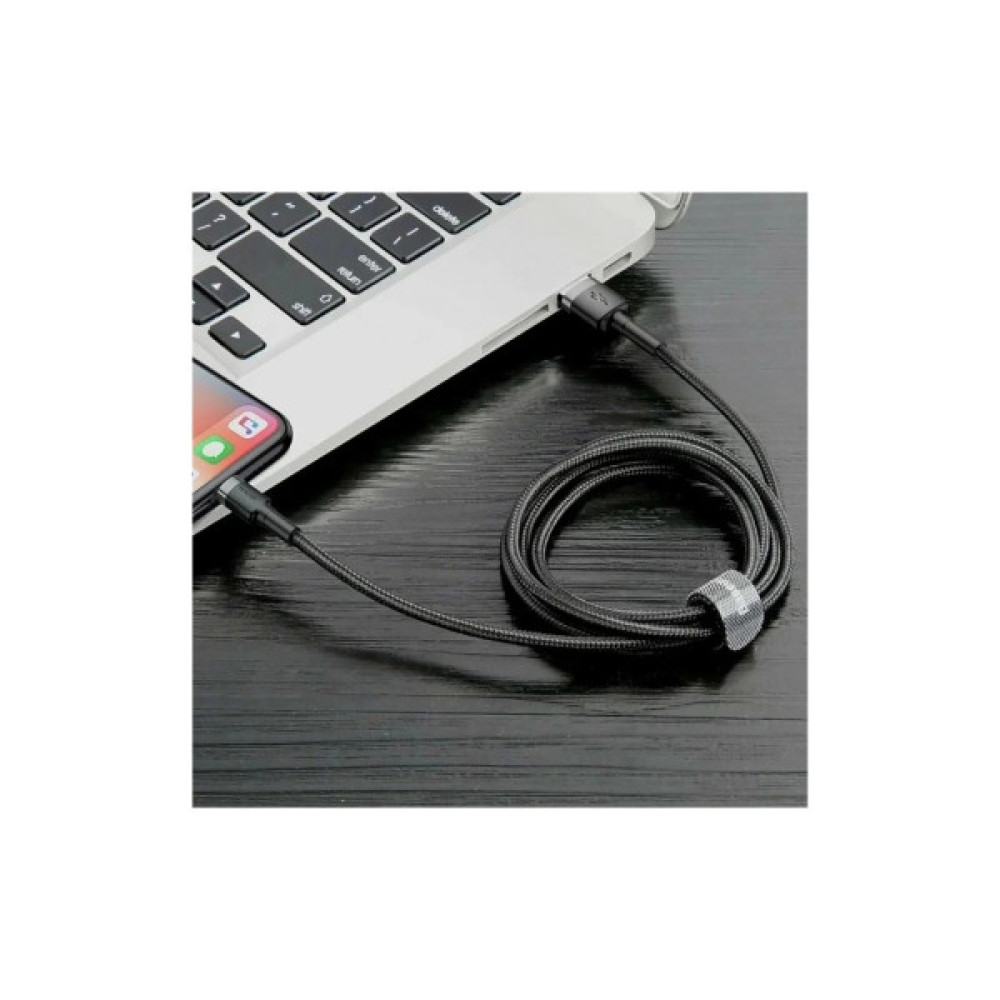 Дата кабель USB 2.0 AM to Lightning 2.0m Cafule grey+black Baseus (CALKLF-HG1)