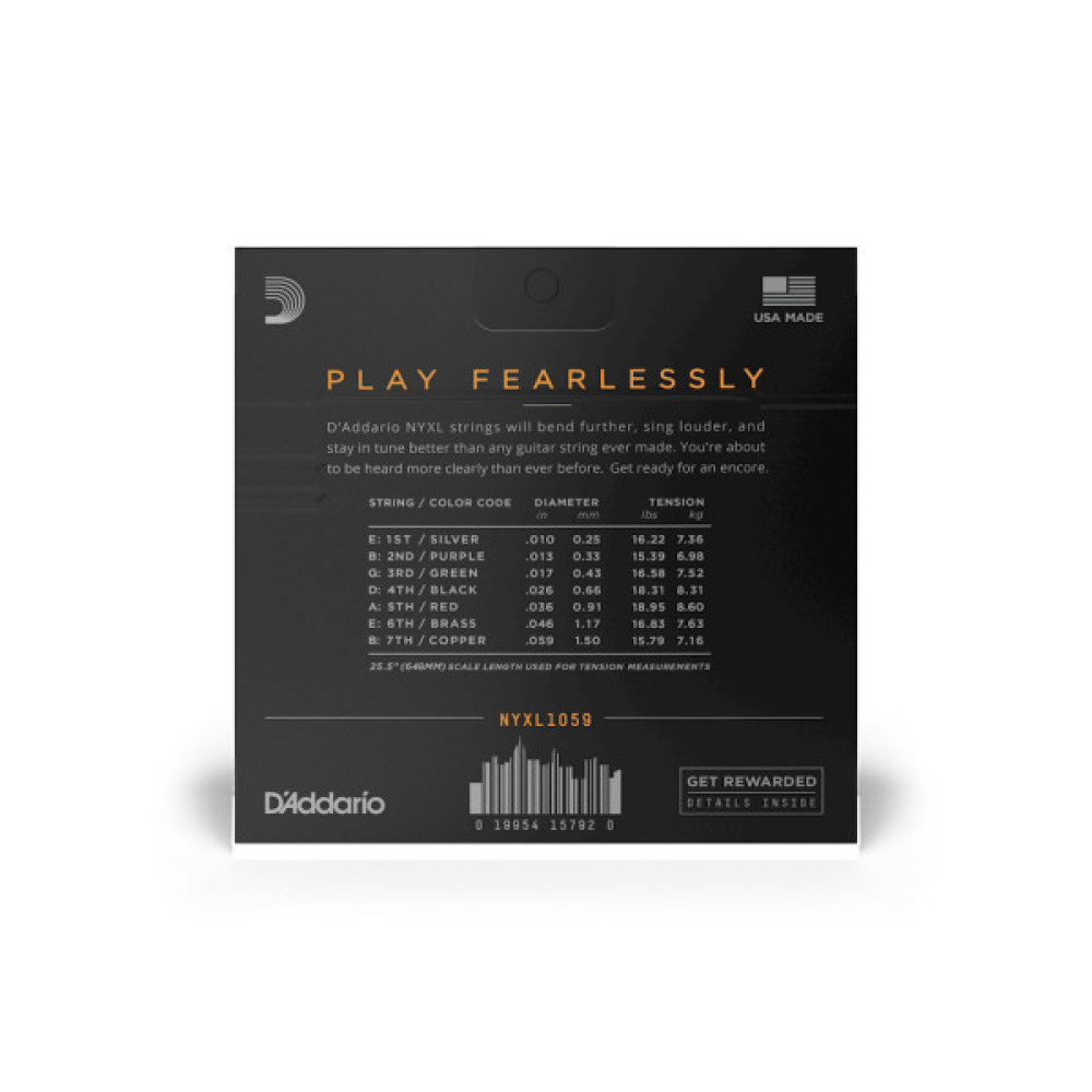 Струни для гітари D'Addario NYXL Regular Light 7-String (10-59) (NYXL1059)