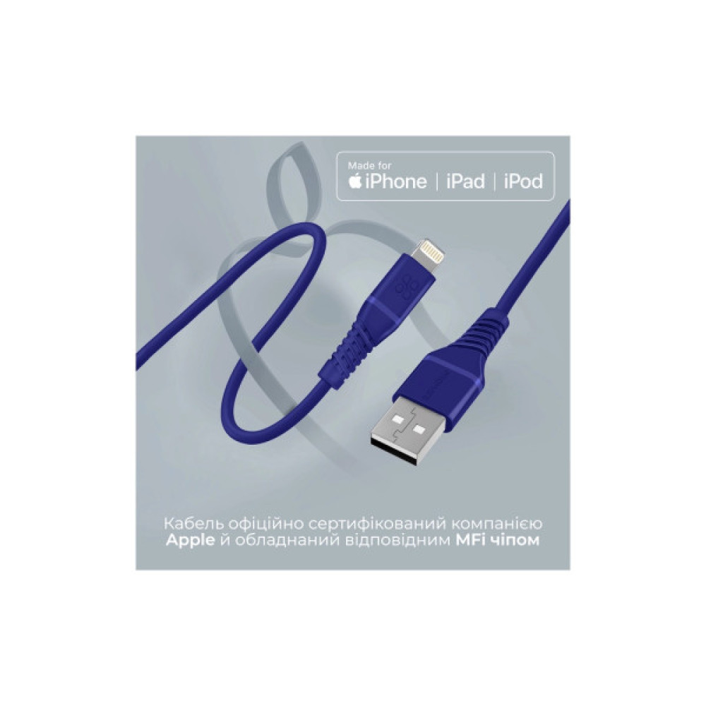Дата кабель USB 2.0 AM to Lightning 1.2m blue Promate (powerline-ai120.blue)