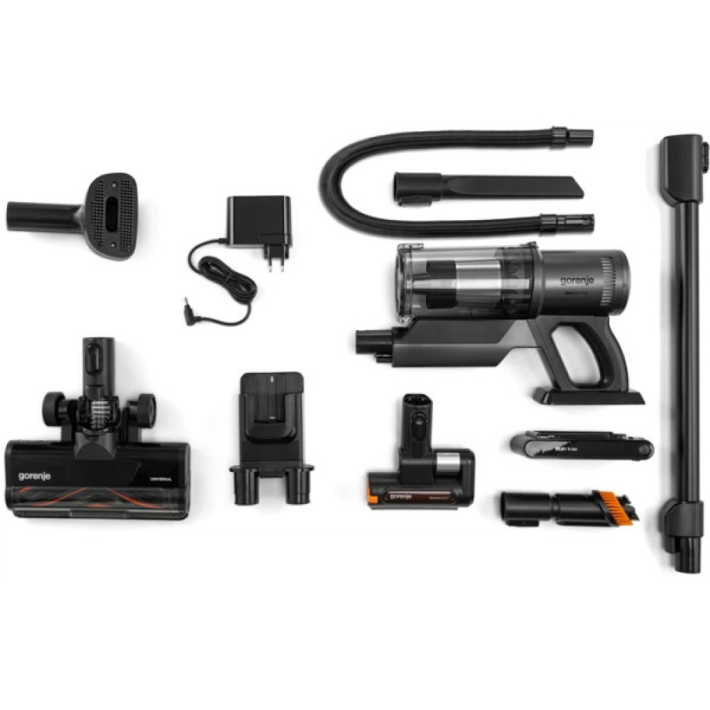 Пилосос Gorenje бездротовий, 190Вт, конт пил -0.6л, автон. робота до 60хв, HEPA, підсвічування, індикатор, турбощітка, чорний