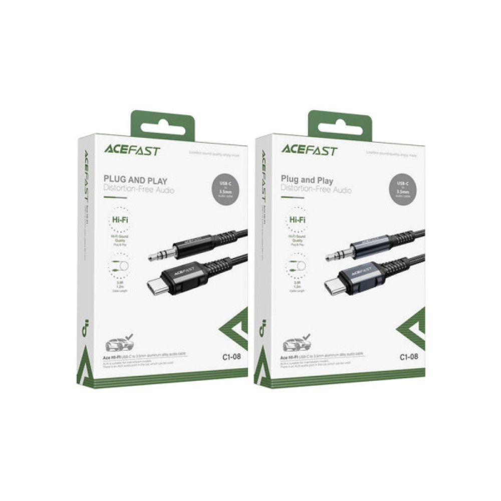 Кабель мультимедійний USB-C to 3.5mm M 1.2m black Acefast (6974316280620)