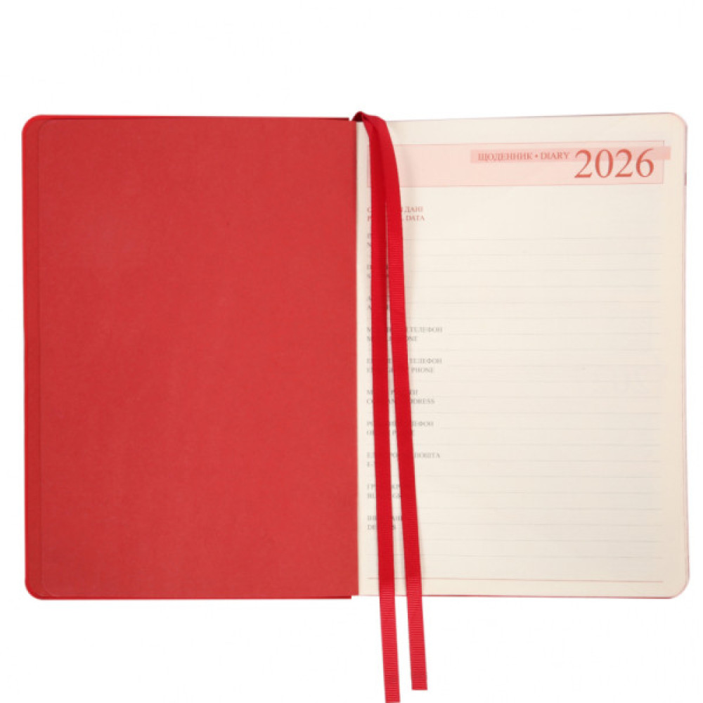 Тижневик Leo planner А5 датований 2026 "Boss", м'який, червоний, 368 сторінок (252636)