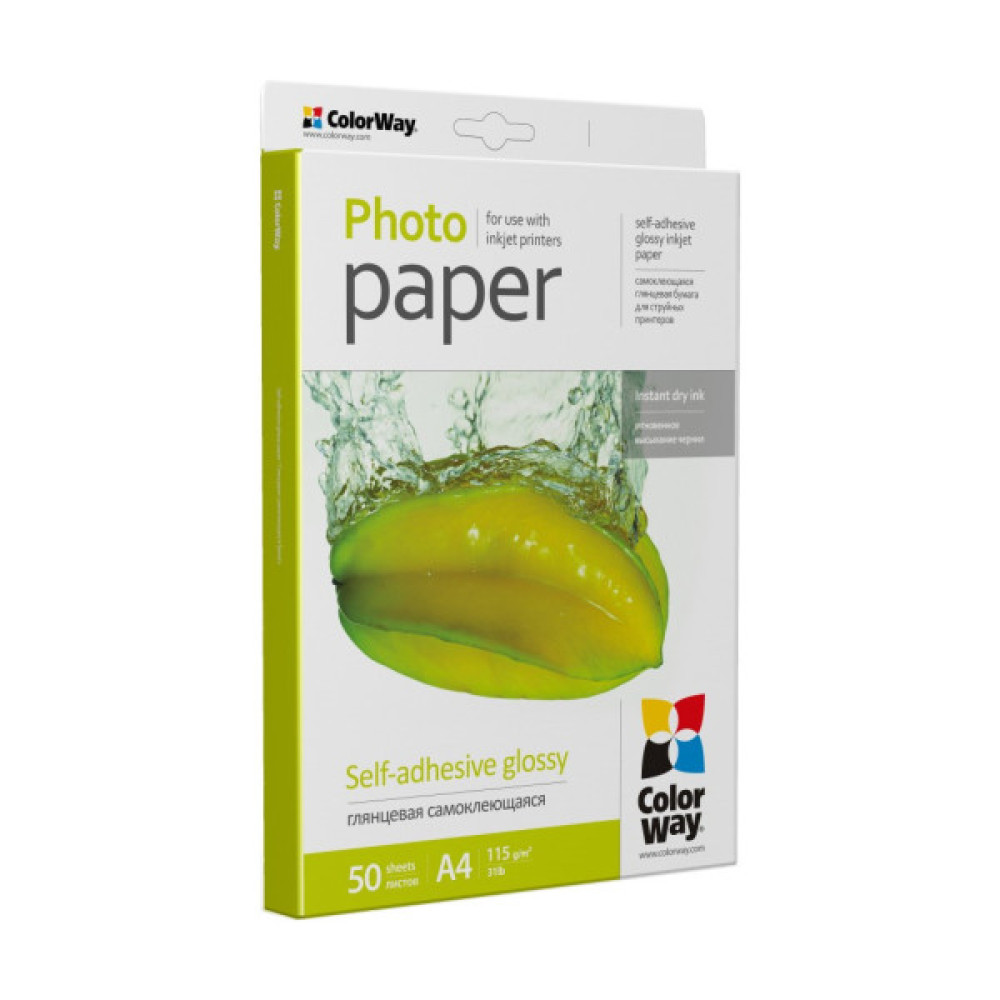 Фотопапір ColorWay A4 115г glossy 50л (PGS1158050A4)
