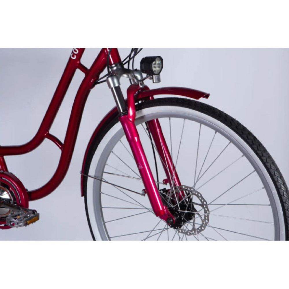 Електровелосипед Dorozhnik 28" eCORAL DD FR рама-19" 48B 13А*г 500Вт 2026 рубіновий (ELB-D-28-117)