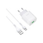 Зарядний пристрій HOCO C72Q Glorious USB QC3.0 + cable USB to Micro 5P 18W White (6931474732538)