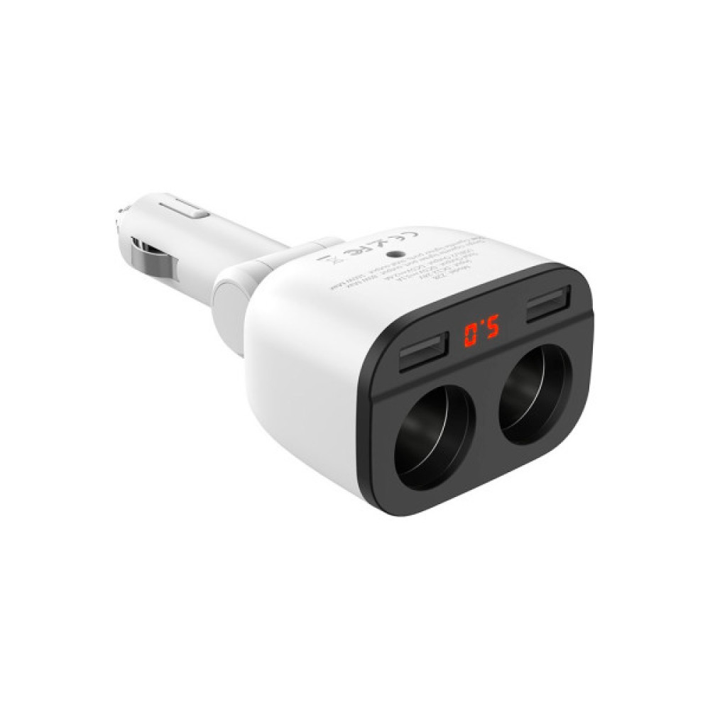 Зарядний пристрій HOCO HOCO Z28 Power ocean 2xUSB + display White (6957531091967)