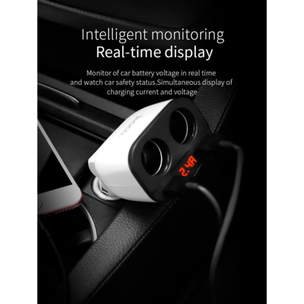 Зарядний пристрій HOCO HOCO Z28 Power ocean 2xUSB + display White (6957531091967)