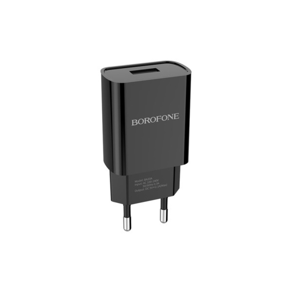 Зарядний пристрій BOROFONE BA20A Sharp USB + cable USB to Micro 5P 10.5W Black (6931474702135)