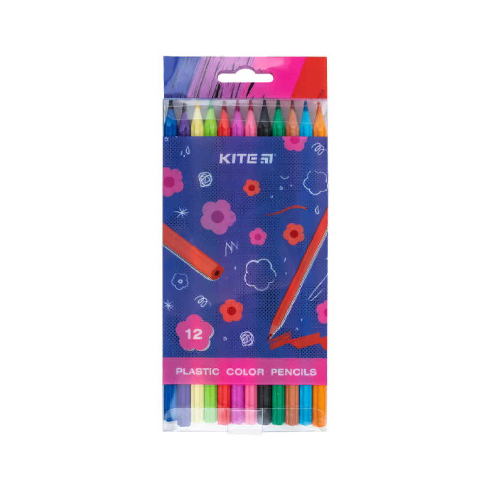 Олівці кольорові Kite Flower пластикові, 12 кольорів (K24-049-1)