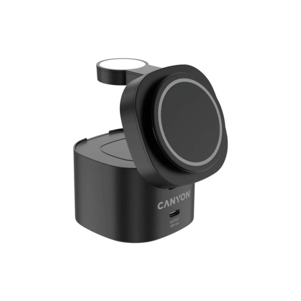 Зарядний пристрій Canyon 4-in-1 wireless charging stand 30W + charger 65W + cable 1.0m black (CNS-WCS405B)