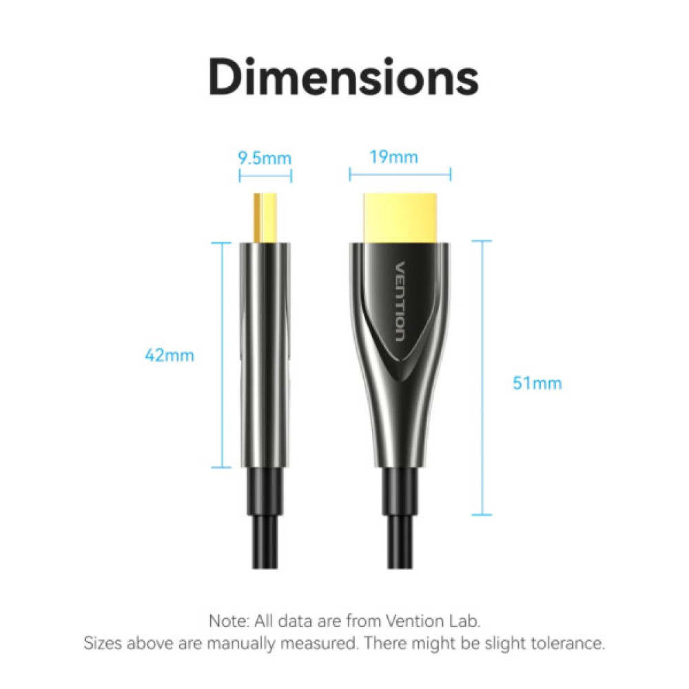 Кабель мультимедійний HDMI M to HDMI M 50.0m 4K60Hz fiber optic black Vention (ALSBX)