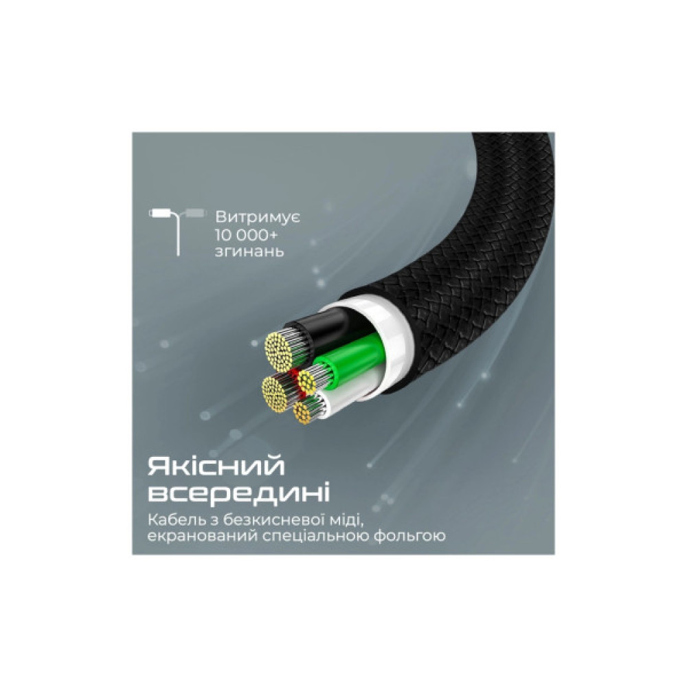 Дата кабель USB-C to USB-C 1.0m Promate (xcord-cc.black)