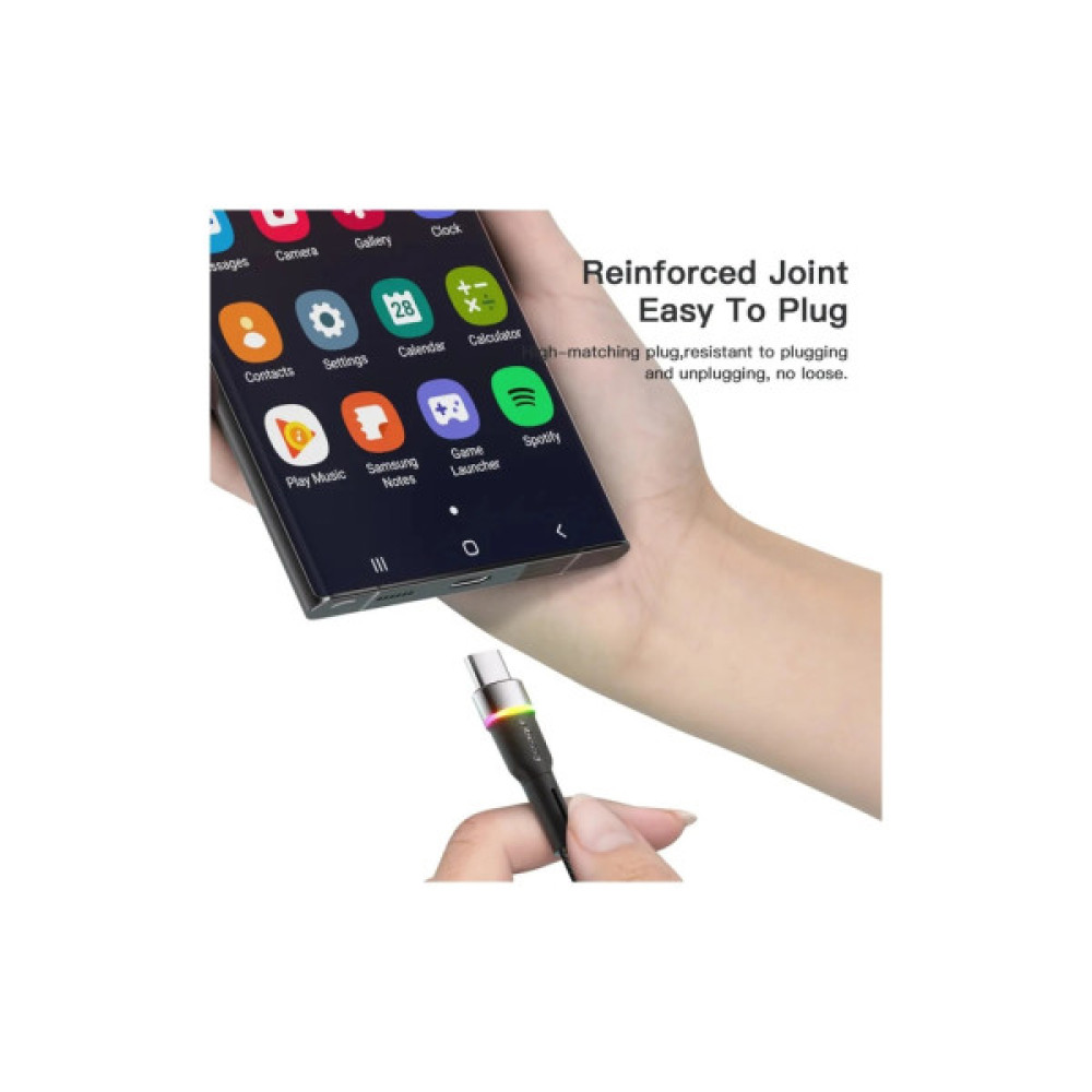 Дата кабель USB 2.0 AM to USB-C 0.5m 3A LED black Essager (EXCT-XCDB01)