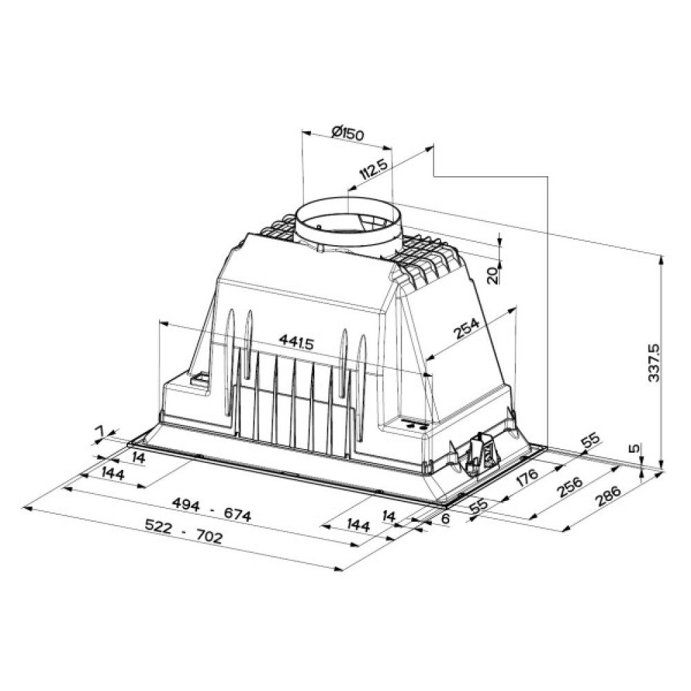 Витяжка Faber вбудована, 52см, 1219м.куб/год, Inka Lux Smart Ev8 X A52, нерж