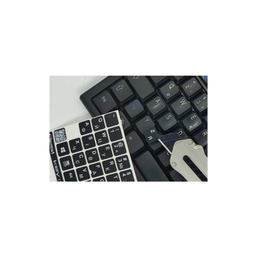 Наклейка на клавіатуру BestKey непрозора чорна, 76, срібний (BKU13SIL/011)