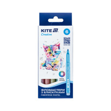 Фломастери Kite Creative з блискітками пастель 6 кольорів (K-1148)